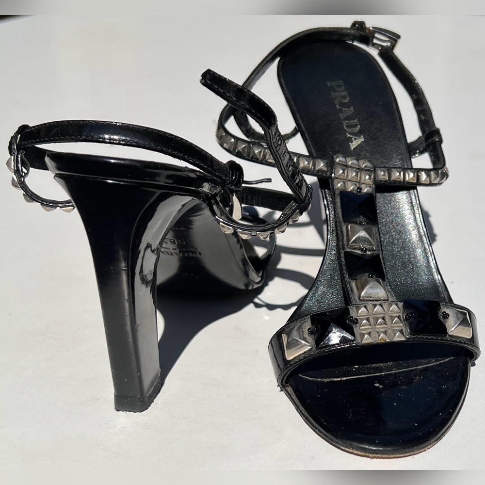 Prada Black Studded Heels